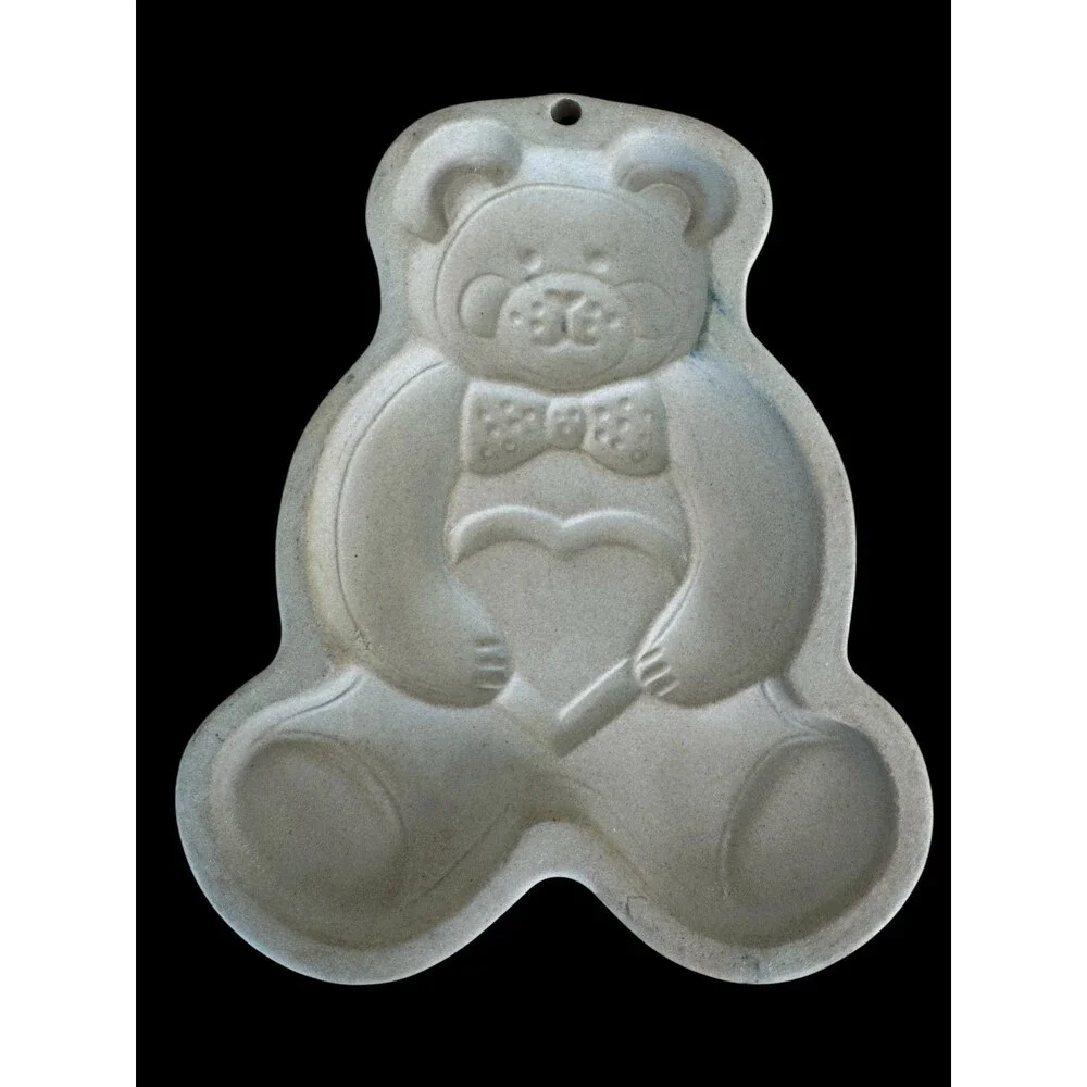 Pampered Chef Stoneware Teddy Bear USA Shortbread Cookie Butter Mold